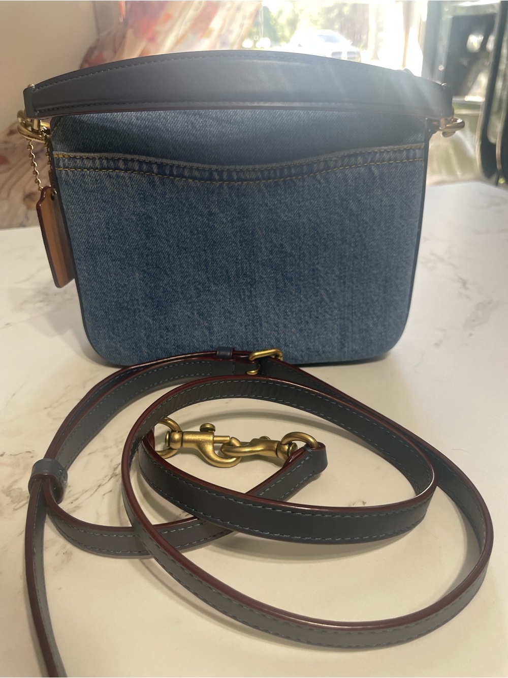 Coach Cassie 19 Denim & Leather Crossbody Bag (Missing Brass Chain Strap) - Picture 5 of 9
